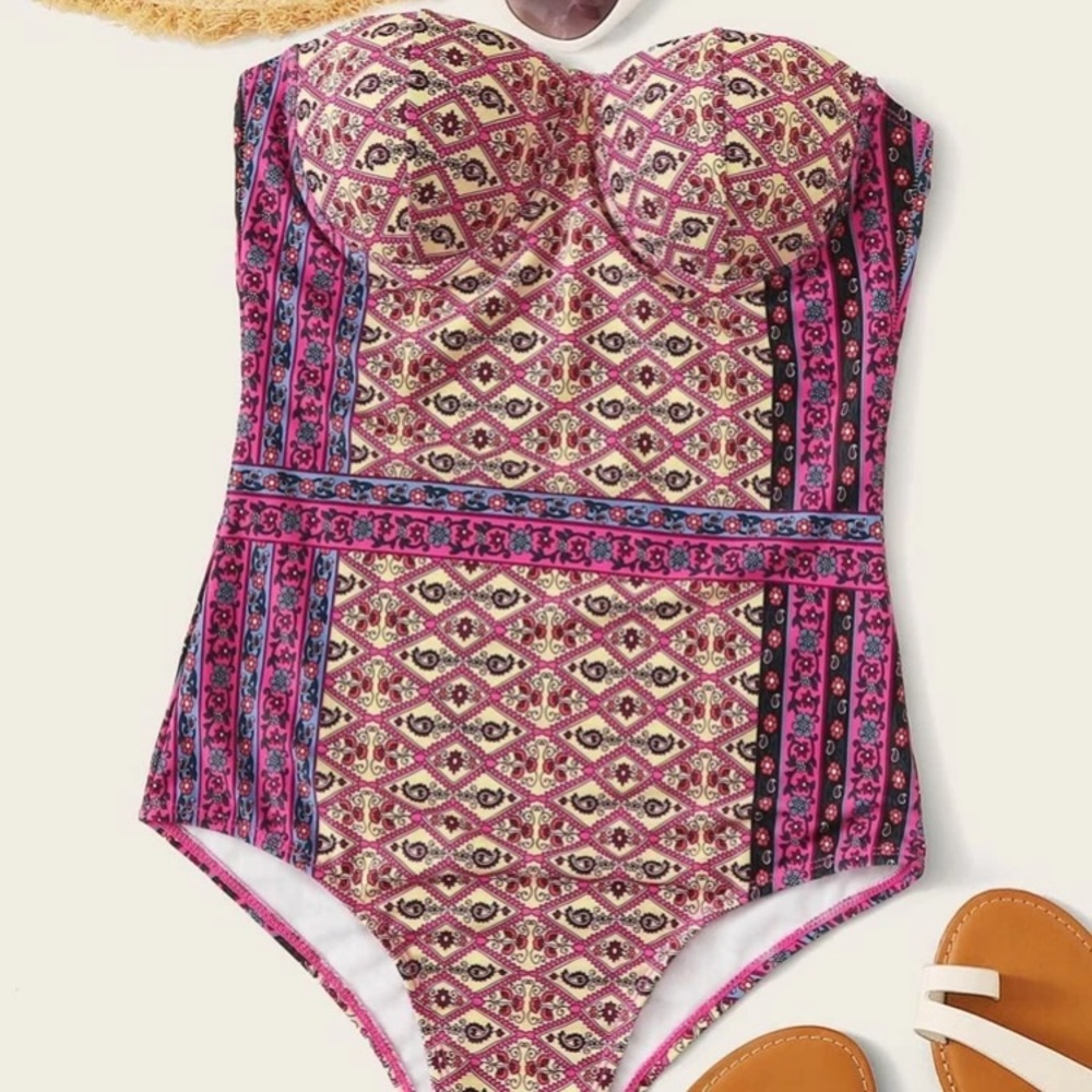 Tribal one piece swimsuit bandeau